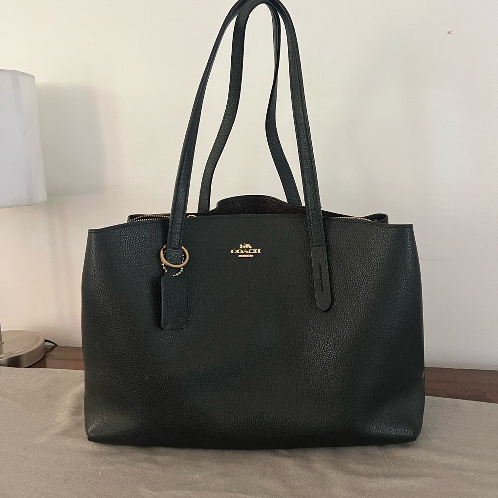 Coach Black Leather Tote Bag